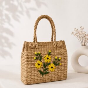 Buy yellow floral handmade handbag online