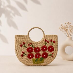 Red Floral Handmade U Bag