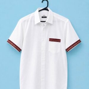 Men Assamese Themed white half sleeve shirt