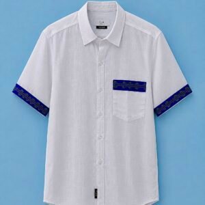 Men Assamese Themed white half sleeve shirt
